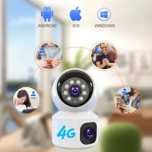 كاميرا مراقبة V380 Pro بعدستين تعمل بـ 4G SIM — تصوير 360° درجة بلا نقاط عمياء وجودة Full HD
